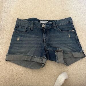 Express Blue Jean Shorts with Distressed Details